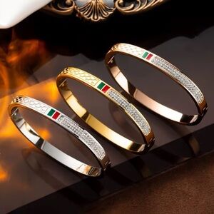 Elegant 18K Gold Plated Stainless Steel Hinge Closure Bangles